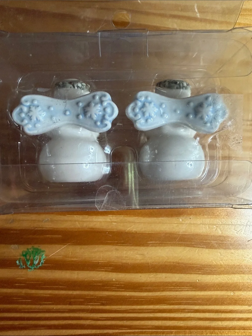 Amscan Little Shakers Miniature Ceramic Snowman Salt & Pepper Set NIB